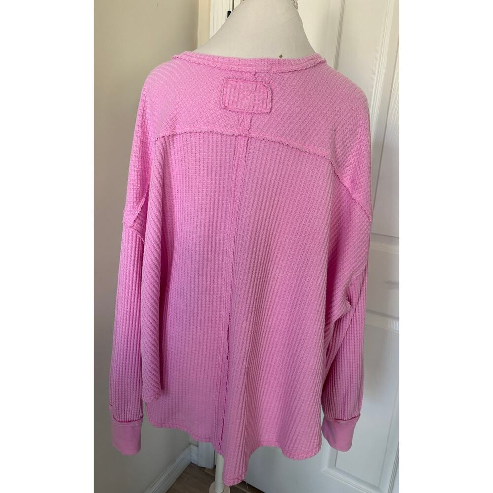 Free People "We The Free" Coraline Thermal Medium Pink Shirt - Picture 4 of 7